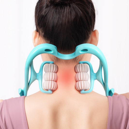 Multifunctional manual 6-Roller Cervical Massager